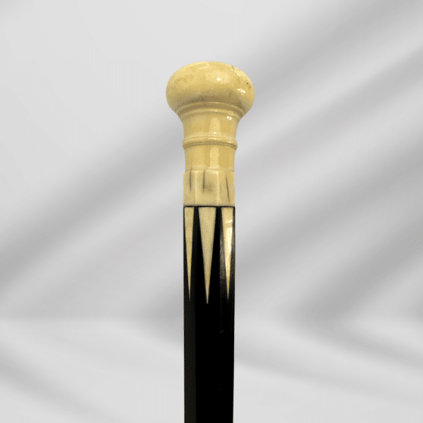 Antique Vintage Ivory Knob Handle Gold Plate Tip Walking Stick Cane