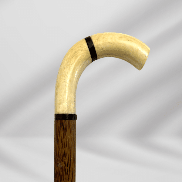 Antique Vintage Ivory Crook Handle Walking Stick Cane For Men