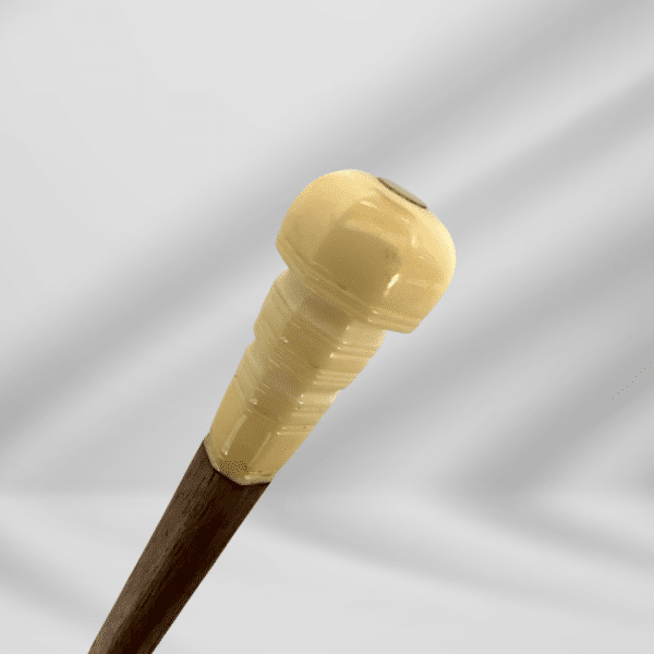 Antique Carved Ivory Knob Handle Walking Stick Cane Brown Color Unisex