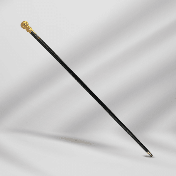 Antique Carved Gold Filled Knob Handle Walking Stick Cane Black