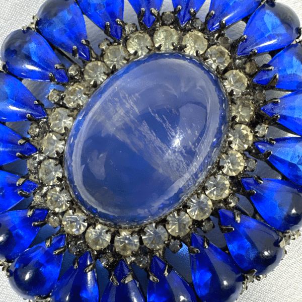 Signed Sorrel Rare Vintage Stunning Royal Blue & Clear Crystal Unique Brooch