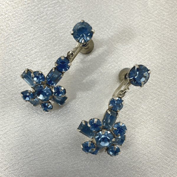 Vintage Light Blue Rhinestone Beautiful Necklace Earrings Vintage Fashion jewelry Set
