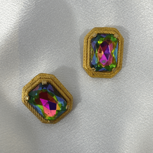 Signed Schiaparelli Vintage Rainbow Rhinestone Earrings Vintage Fashion Earrings