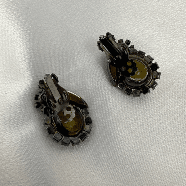 Unsigned Julianna Vintage Multi Shade Stone & Crystal Flower Theme Earrings , Vintage Crystal Earrings
