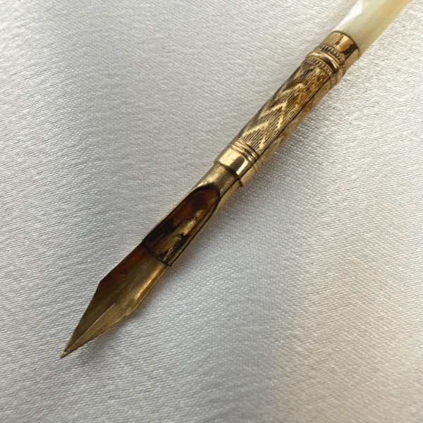 Antique Mother Of Pearl Gold Plated Dip Pen
