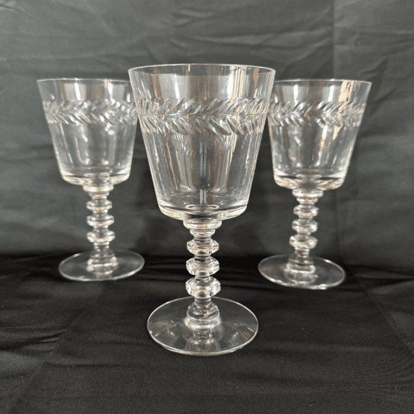 Mid Century Cut Glass Set Of 3 Antique Cocktail Champagne Glass