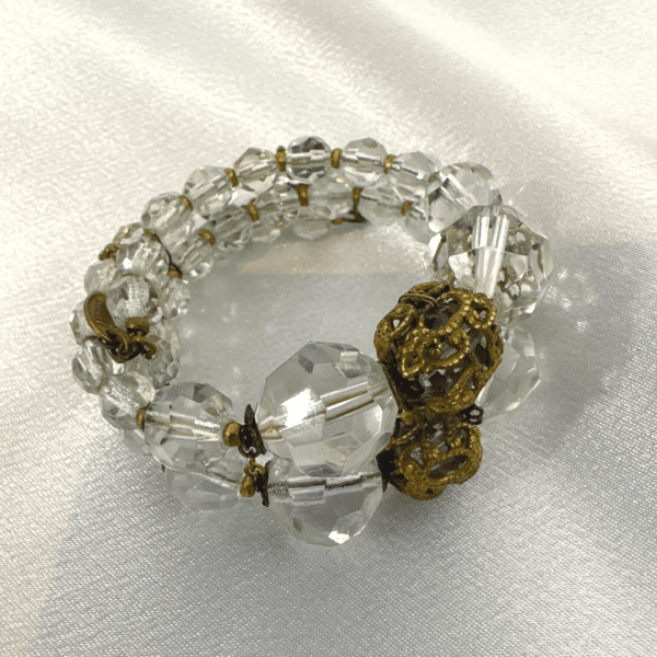 Miriam Haskell Signed Beautiful Clear Crystal Vintage Cuff Bracelet / Vintage fashion Bracelet
