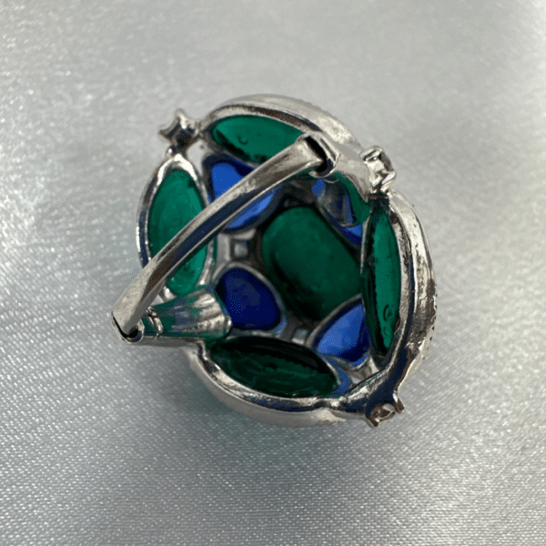 Vintage Patented Green and Blue Glass Fashion Ring Size 5