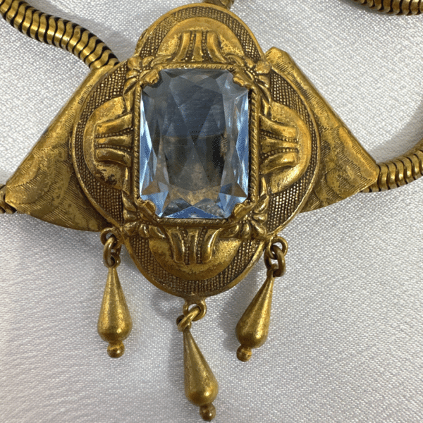 Antique Art Deco Revival Large Beautiful Light Blue Crystal Necklace