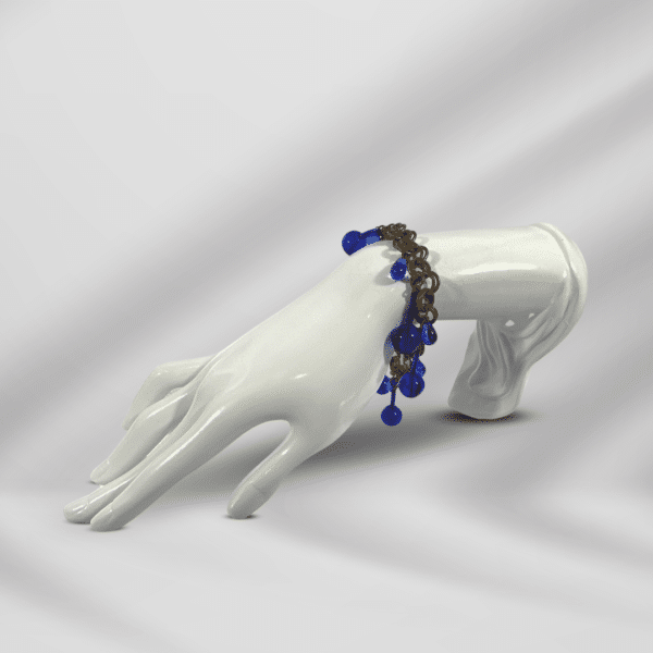 Antique German Cobalt Blue Glass Charm Bracelet Antique Fashion Charm Bracelet