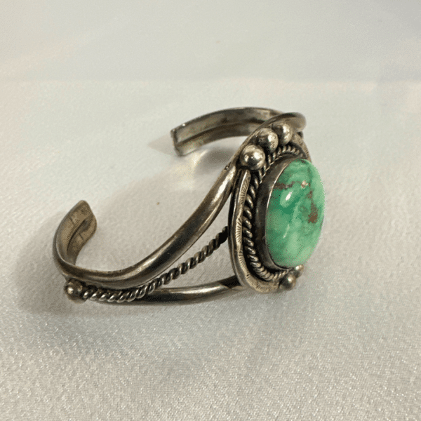 Turquoise Silver Antique Calf Bracelet