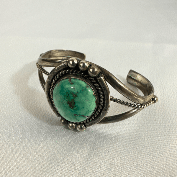 Turquoise Silver Antique Calf Bracelet