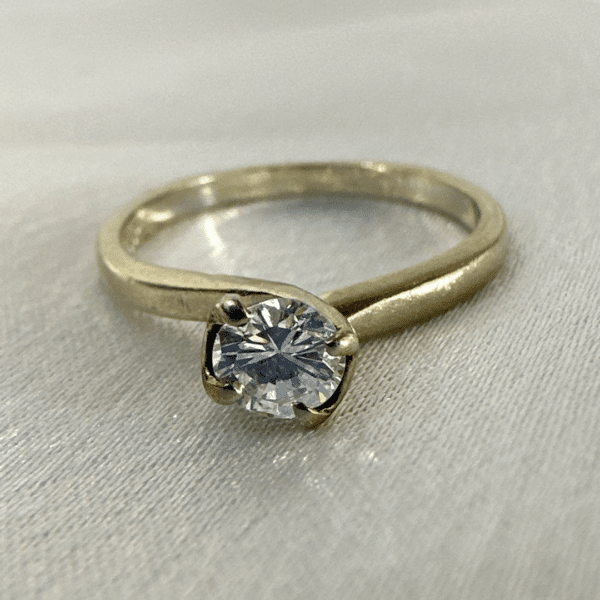 Art Deco 14k Yellow Gold Natural Old European Diamond Ring Size 6.25