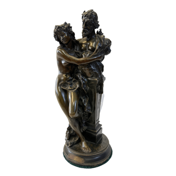 Bronze Bacchante et Silene Antique Sculpture, 1901