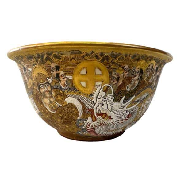 Japanese Antique Gold Satsuma Bowl Porcelain 19th Century