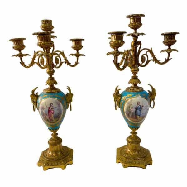 Opulent Pair of 19th Century French Sevres Style Candelabra